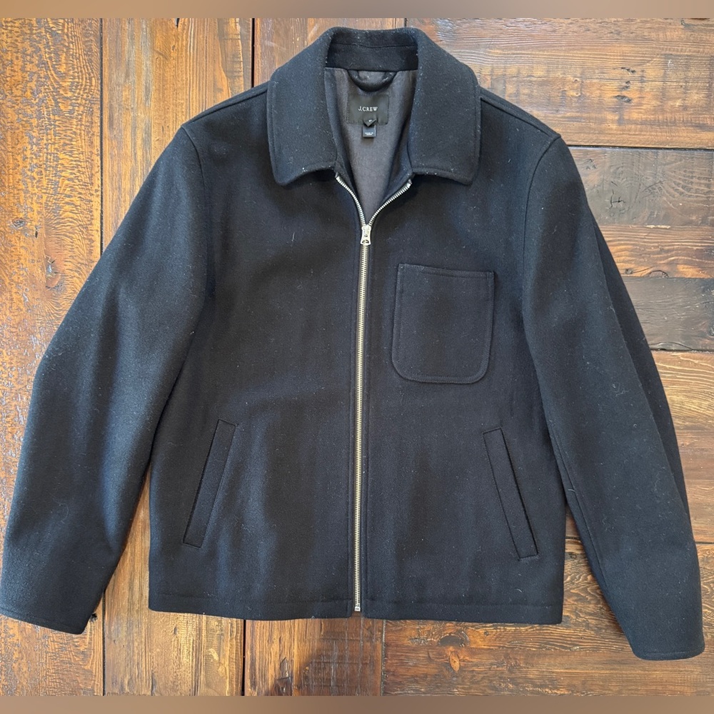 J. Crew Men's Black Wool Zip-Front Jacket